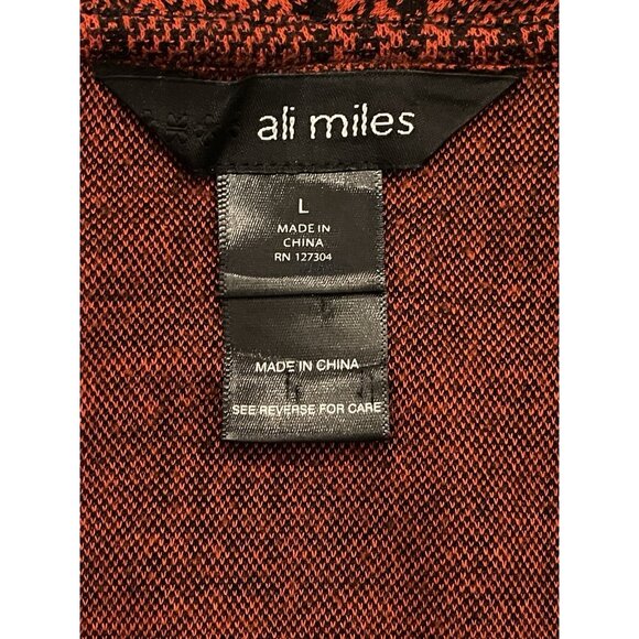 Ali Miles Red Plaid Cowl Neck Asymmetrical Tunic Top Roll Tab Sleeve Cozy Size L - Picture 8 of 11